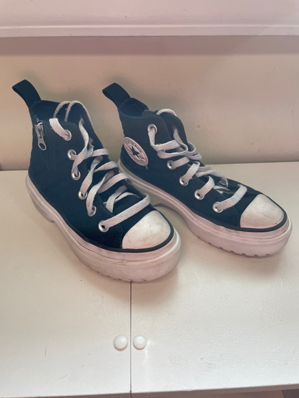 Converse Kids Black High-Top platform Canvas Sneakers